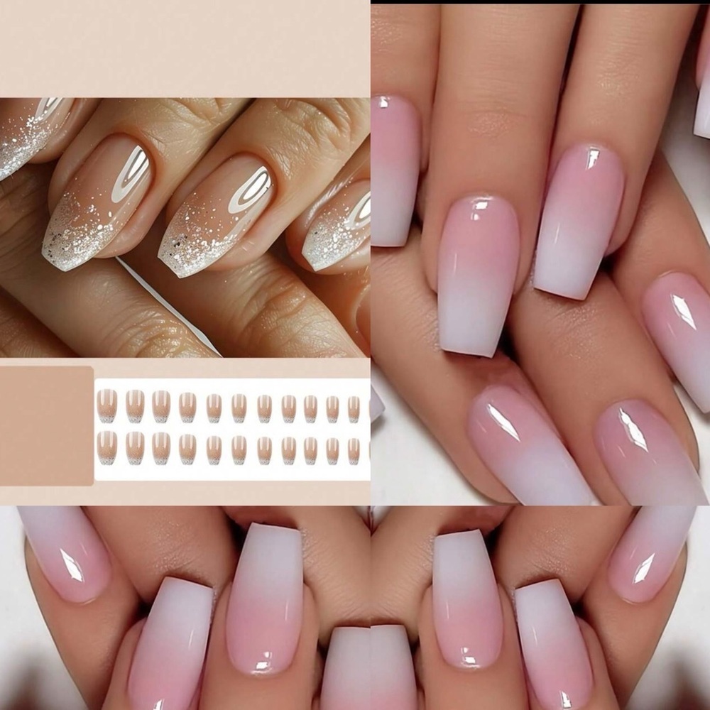 4 full sets Nail pack BUNDLE of 3 24pcs Ballet-Shaped plus 1 nail art
